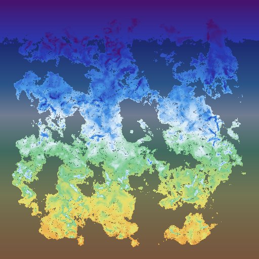 Karte, wie warm die Welt im Winter ist: weiße und blaue Kälte über dem Norden, Grün und Gelb nur im Süden
